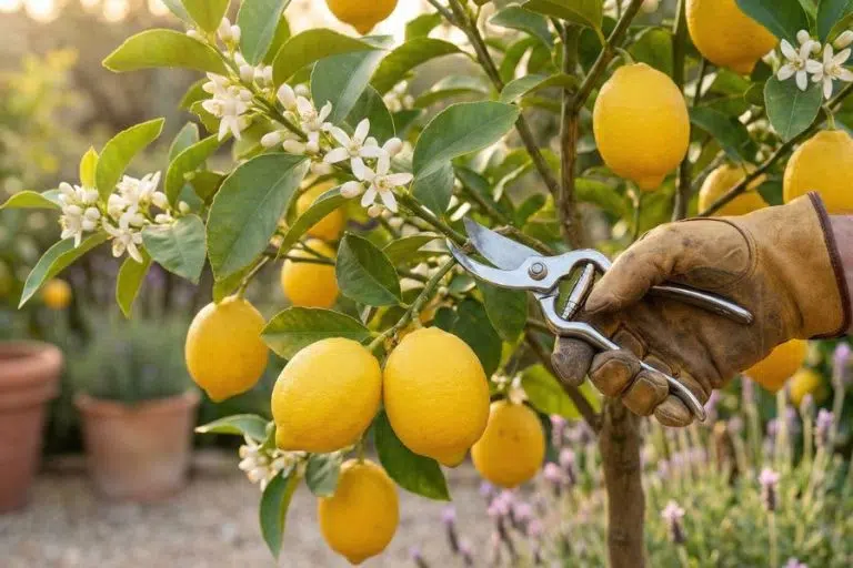 Jardinier qui taille son citronnier