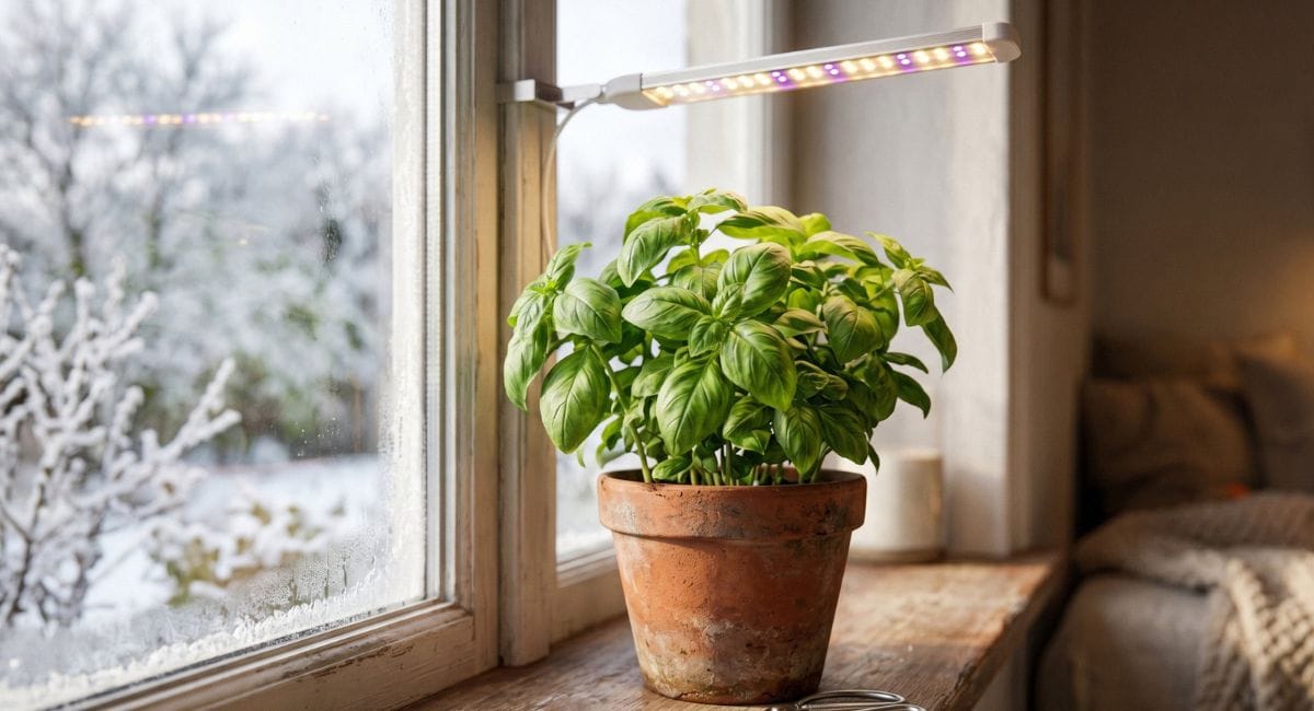 Pot de basilic en hiver