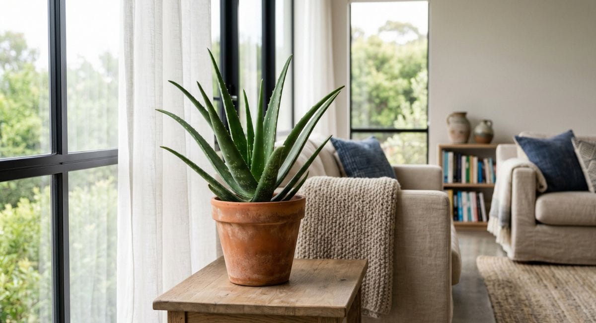Aloe vera placé dans le salon d'une maison